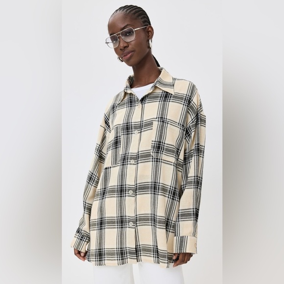 Lioness Clarity Flannel Shirt in Off White/Black (XL) - Picture 2 of 8